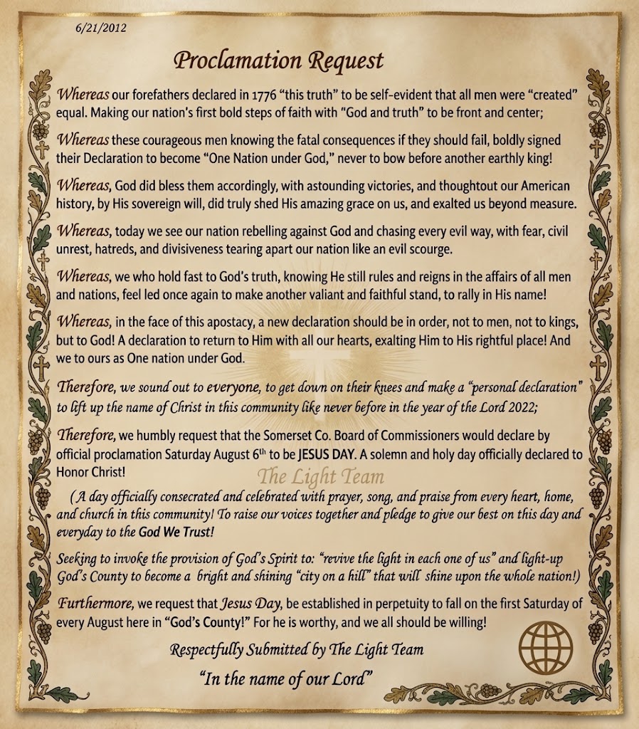 The Light Team Proclamation Request